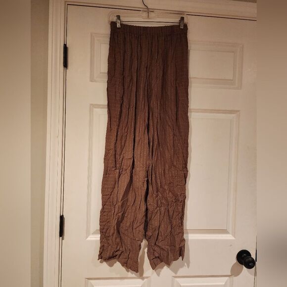 Donna Jessica stretchy brown textured pants - Picture 1 of 4